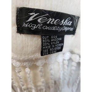 VENESHA  Angora nylon Scarf Wrap Fringed Trim 72in long Rectangular made korea